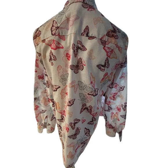 Foxcroft Zoey Butterfly Print Button Down Shirt Size 4 - Picture 3 of 4